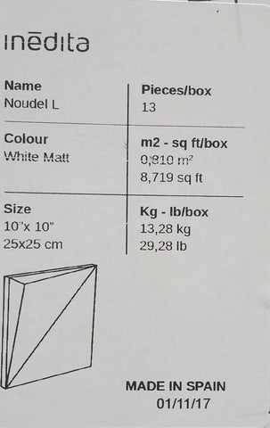 Inedita 3D Tile 10x10 Noudel L Matt White #0216