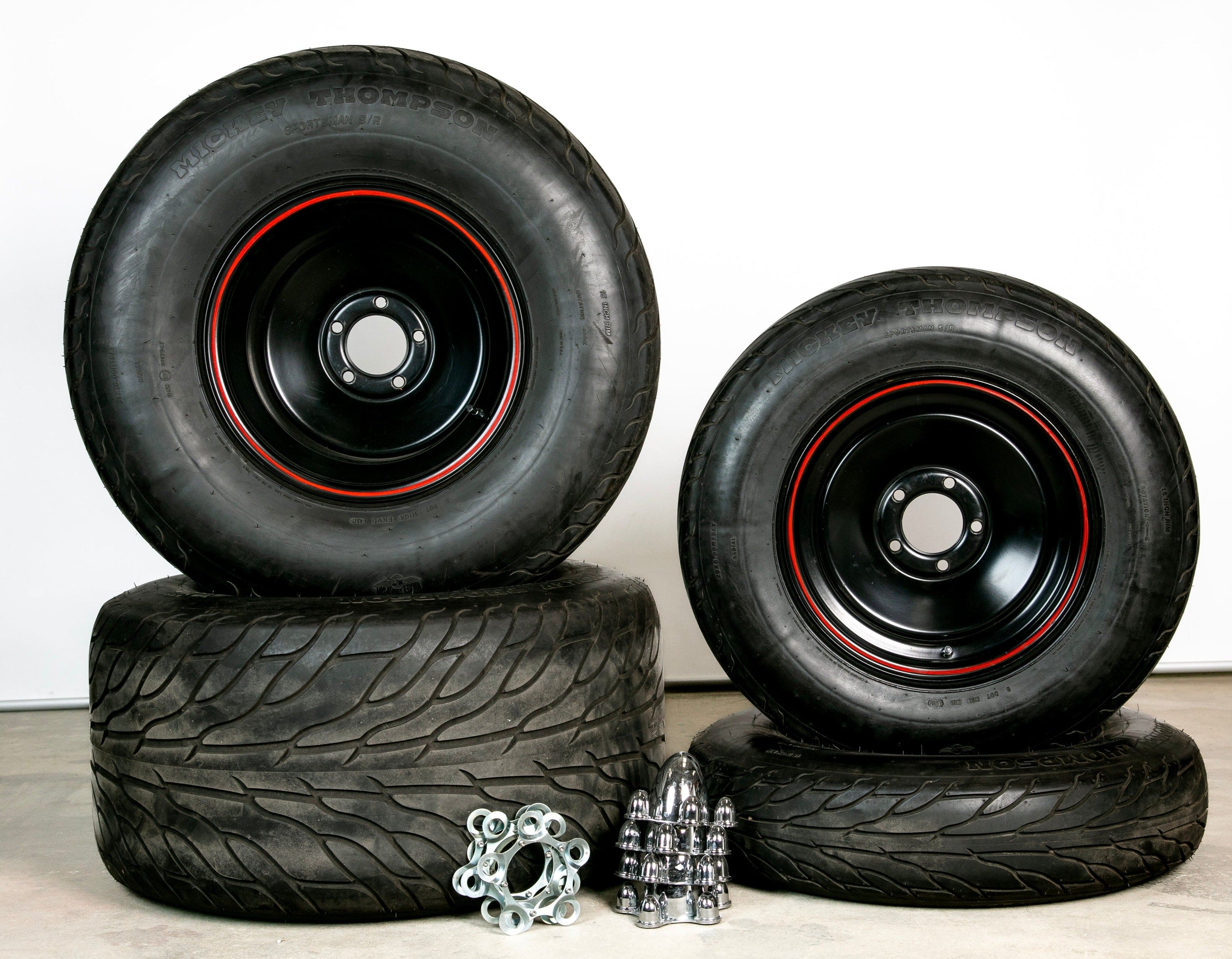 Micky Thompson Sportsman S/R Tires with steel hot rod Wheels (Black) #0425